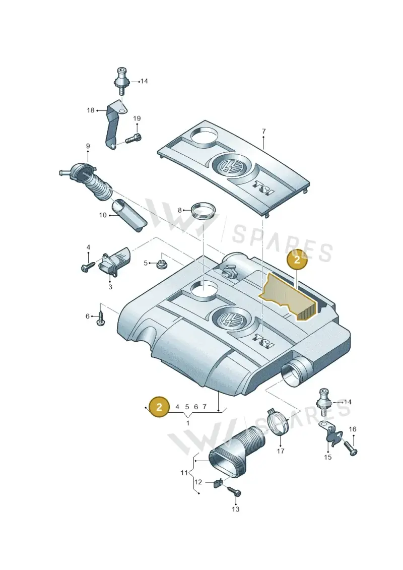 06F133843B — Volkswagen Golf Cabriolet (2011-2016) diagram 651129700, position 2