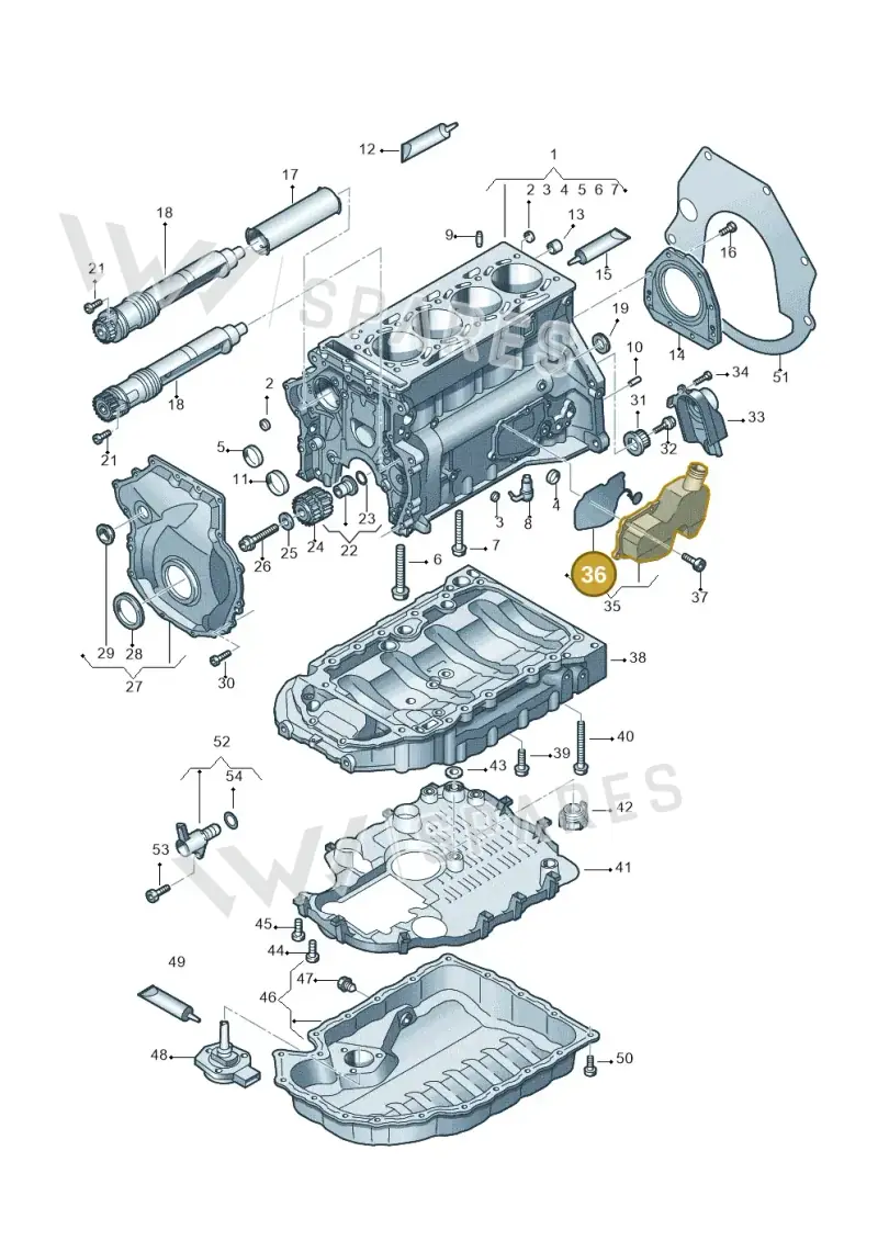 06H103517D — Volkswagen Scirocco 2.0 (2014-2017) diagram 737103150, position 36
