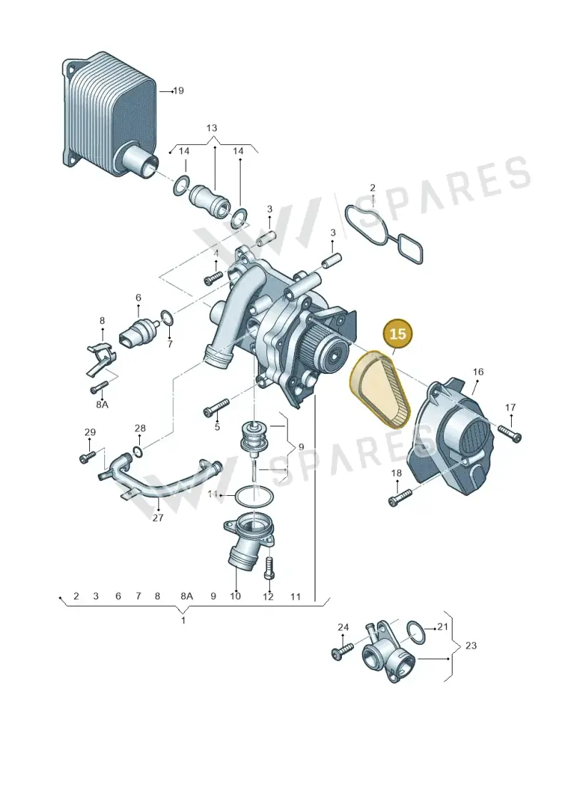 06H121605E — Volkswagen Scirocco 2.0 (2014-2017) diagram 737121050, position 15