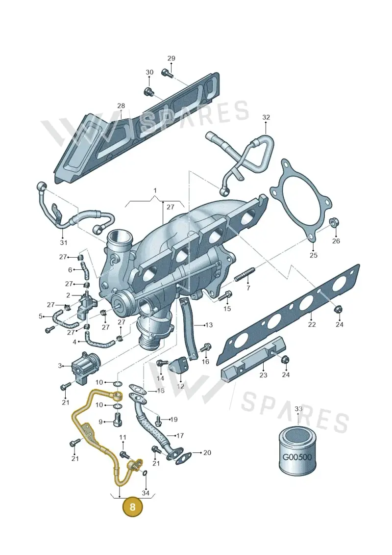 06H145778B — Volkswagen Amarok twin cab (2016-2022) diagram 647145600, position 8