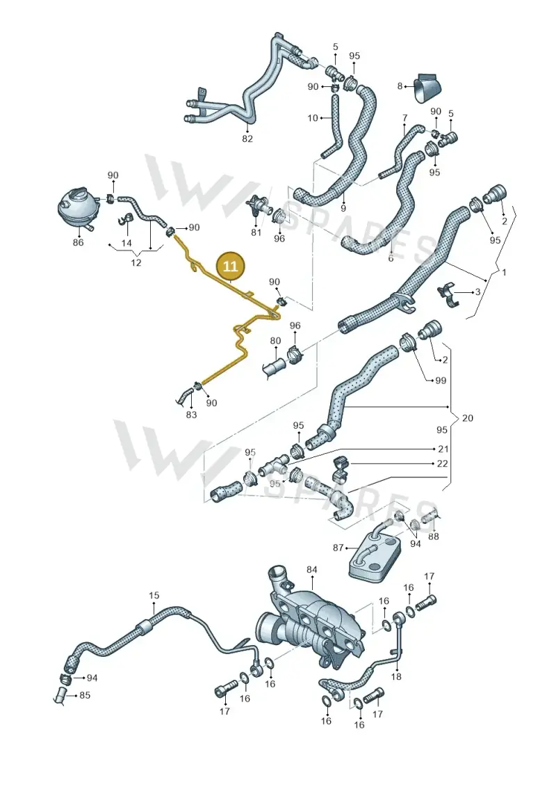 06J121075B — Volkswagen Tiguan 4Motion (2011-2018) diagram 634121290, position 11
