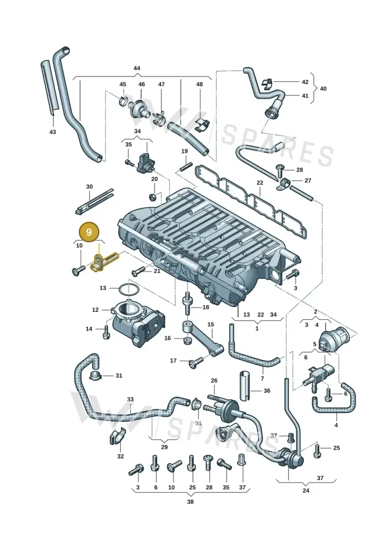 06J133241AB — Volkswagen Golf (2009-2014) diagram 617133250, position 9