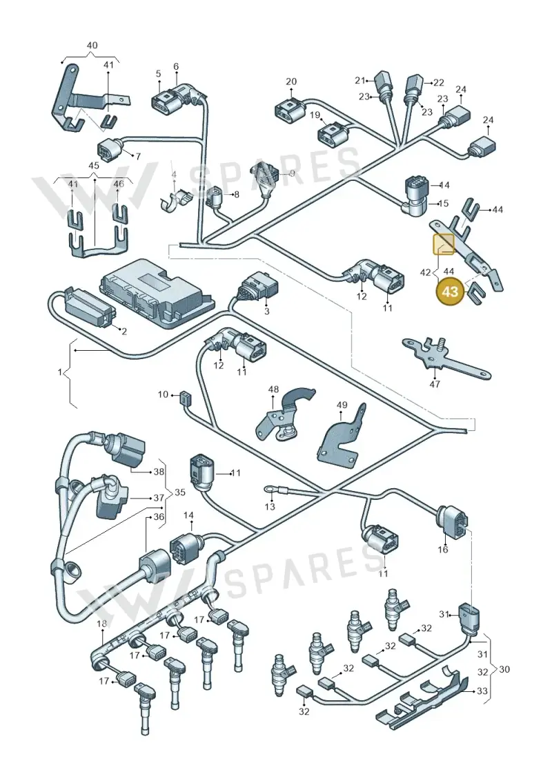 06J971845 — Volkswagen Passat CC (2011-2016) diagram 412971110, position 43