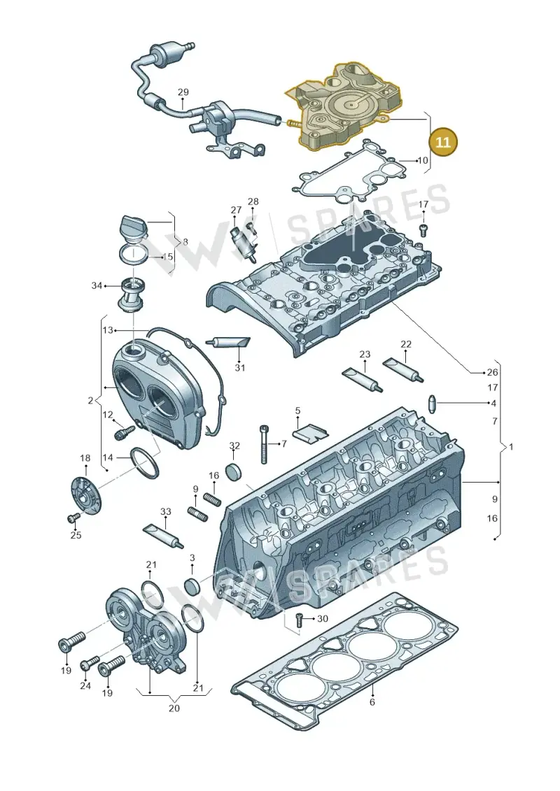 06K103495AG — Volkswagen Tiguan 2.0 4Motion (2016-2024) diagram 863103500, position 11