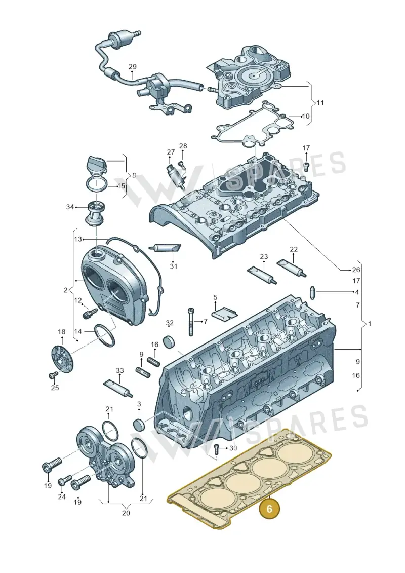 06L103383B — Volkswagen Tiguan 2.0 4Motion (2017-2024) diagram 863103500, position 6