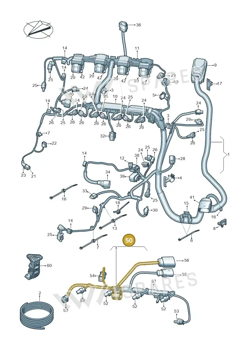 06L971627AB — Volkswagen New Passat (2015-2022) diagram 868971190, position 50