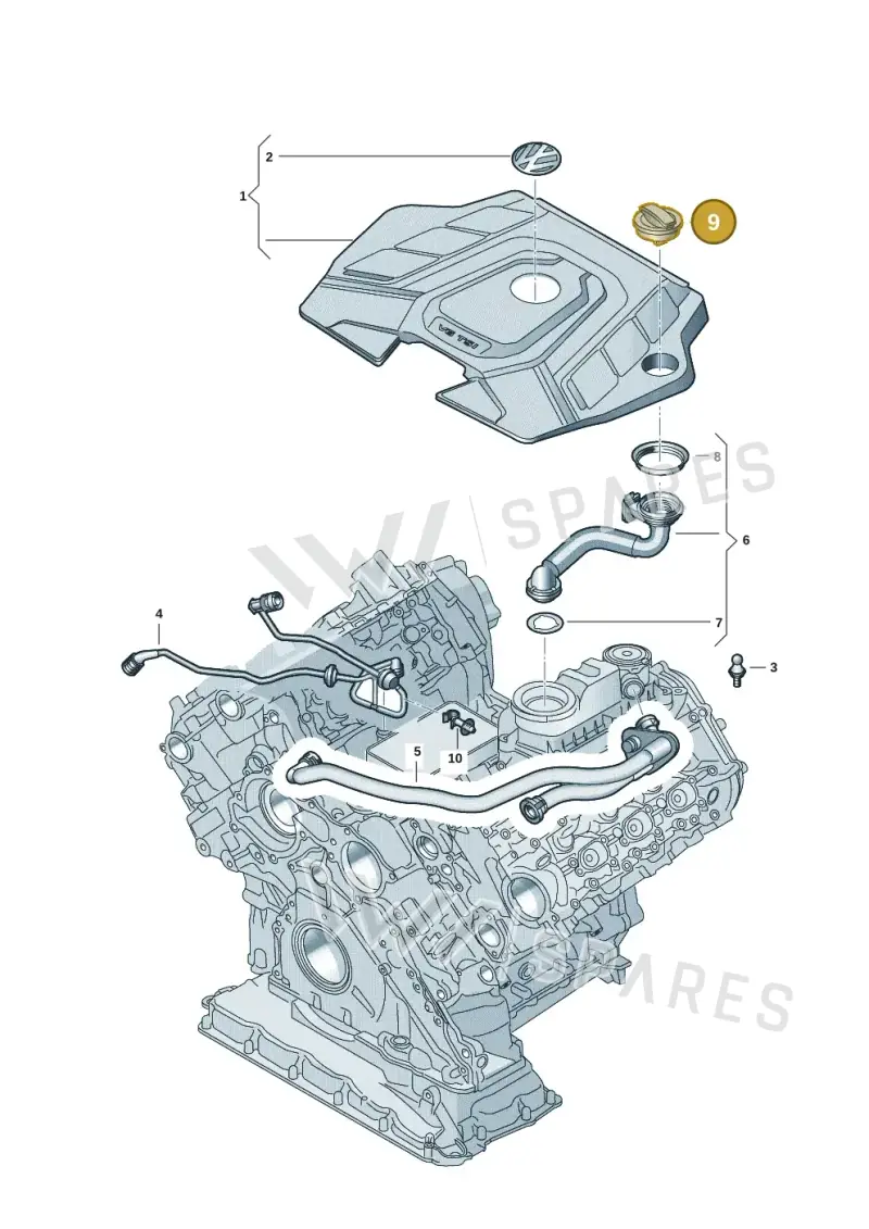 06M103485D — Volkswagen Touareg (2017-2023) diagram 439103045, position 9