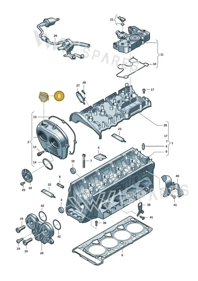 06Q103485D — Volkswagen Tiguan 2.0 (2023-) diagram 5h0103049, position 8