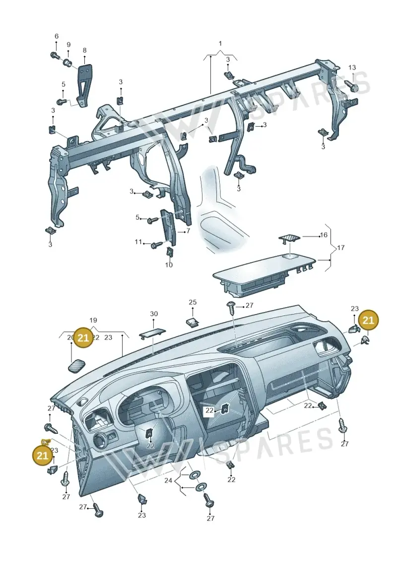 070103733 — Volkswagen Polo 1.4 BlueMotion (2014-2017) diagram 672857000, position 21