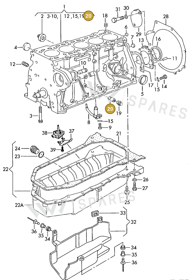 074103179 — Volkswagen LT, LT 4X4 (2003-2006) diagram 117103300, position 20