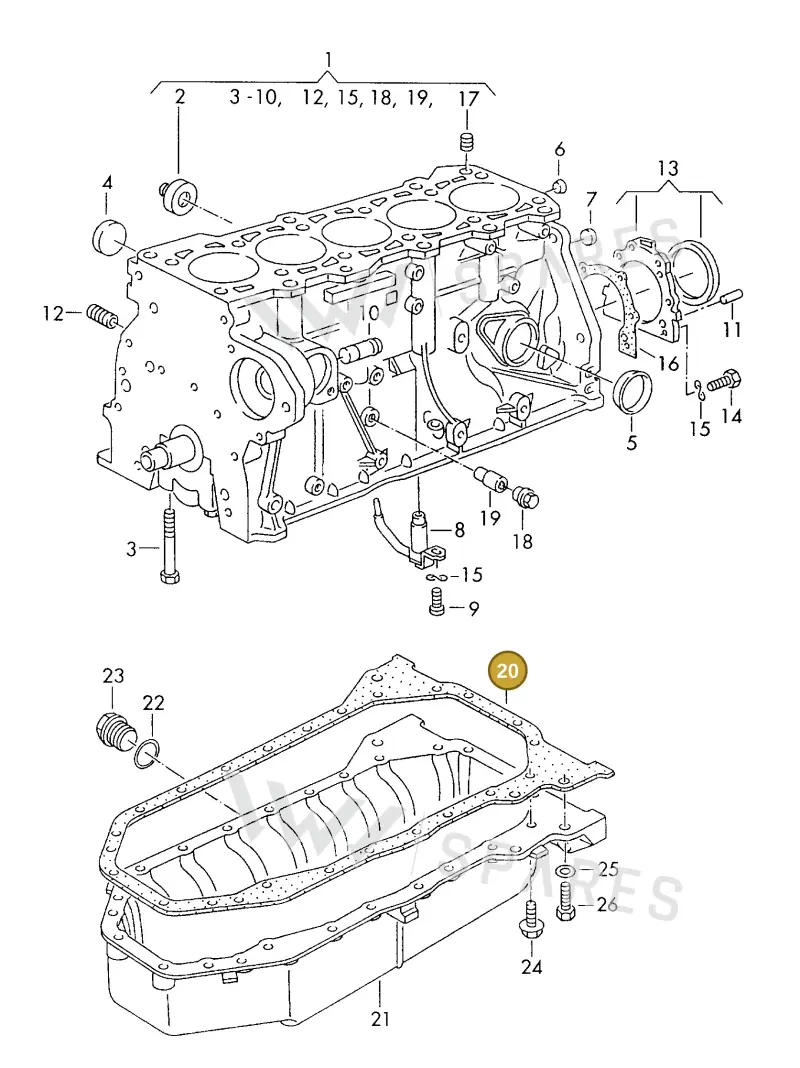 074103609H — Volkswagen DIES.-IND.-MOT.2,4>    81> (1981-) diagram 180103100, position 20