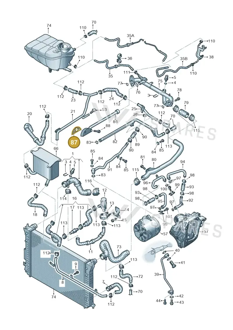 077121091A — Volkswagen Phaeton 4motion (2010-2016) diagram 258121400, position 87