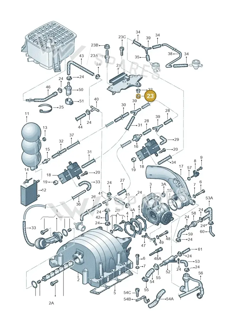 078129669 — Volkswagen PASSAT/4MOTION/W8 (2002-2005) diagram 156133820, position 23