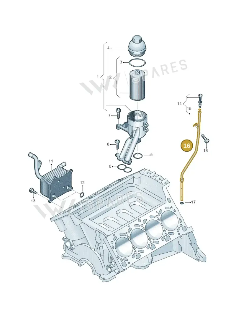 079115630AM — Volkswagen Touareg BlueMotion (2014-2018) diagram 693115650, position 16