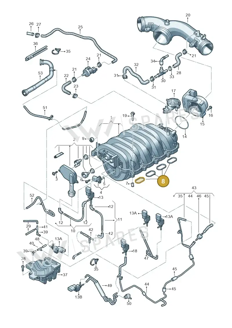 079198717 — Volkswagen Touareg BlueMotion (2014-2018) diagram 693133600, position 8