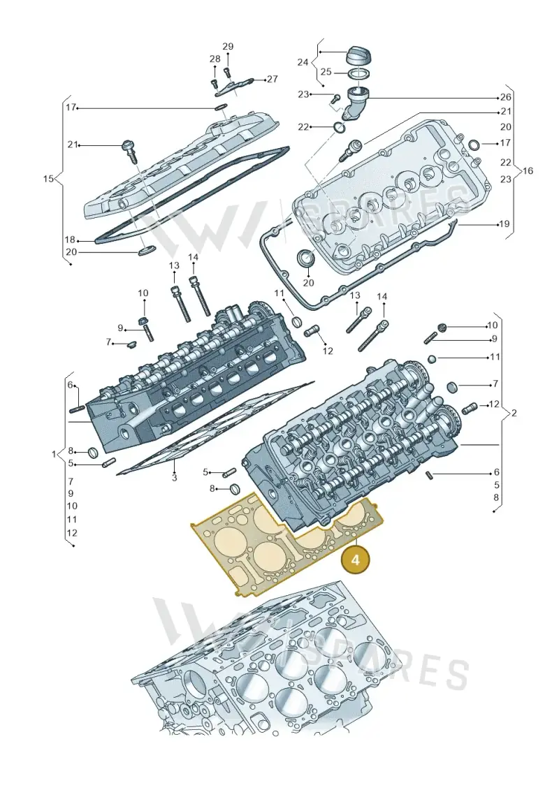 07C103149Q — Volkswagen Phaeton 4motion (2010-2016) diagram 258103600, position 4
