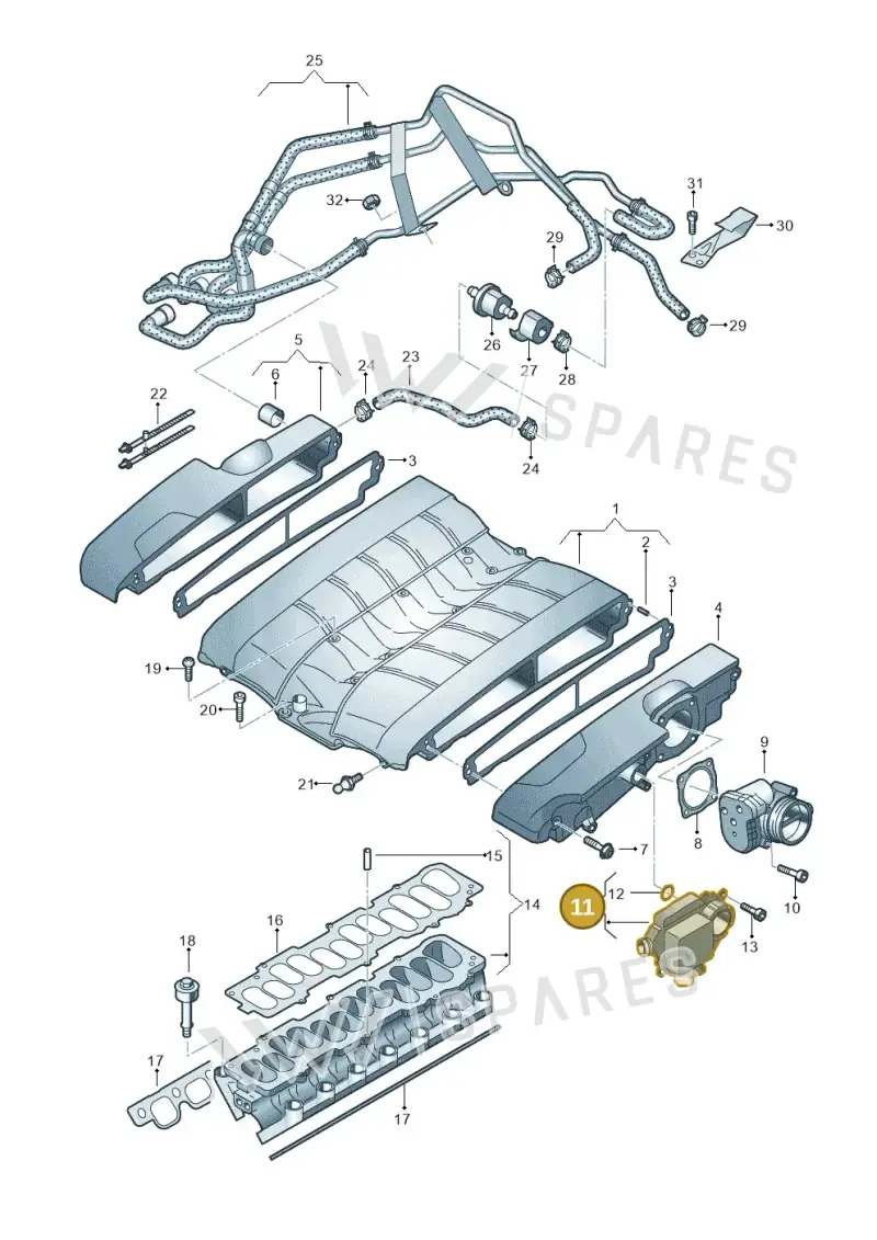 07C103464G — Volkswagen Phaeton 4motion (2010-2016) diagram 258133860, position 11