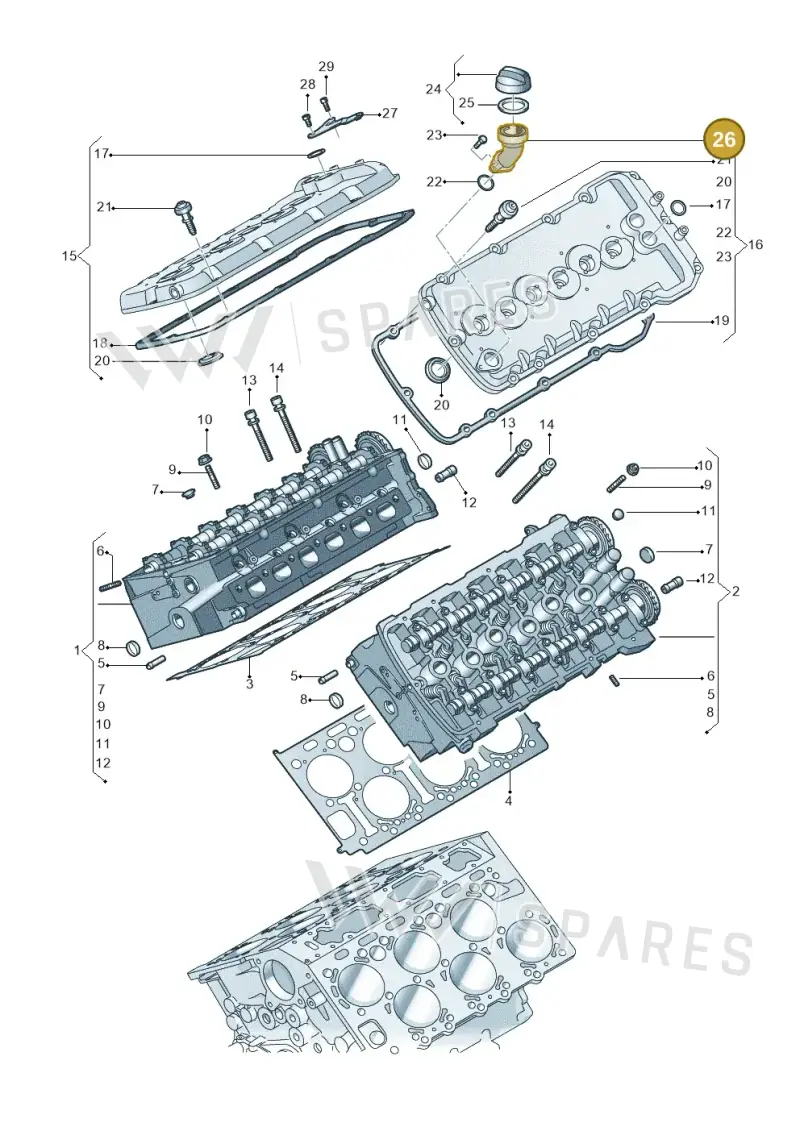 07C115304 — Volkswagen Phaeton 4motion (2010-2016) diagram 258103600, position 26