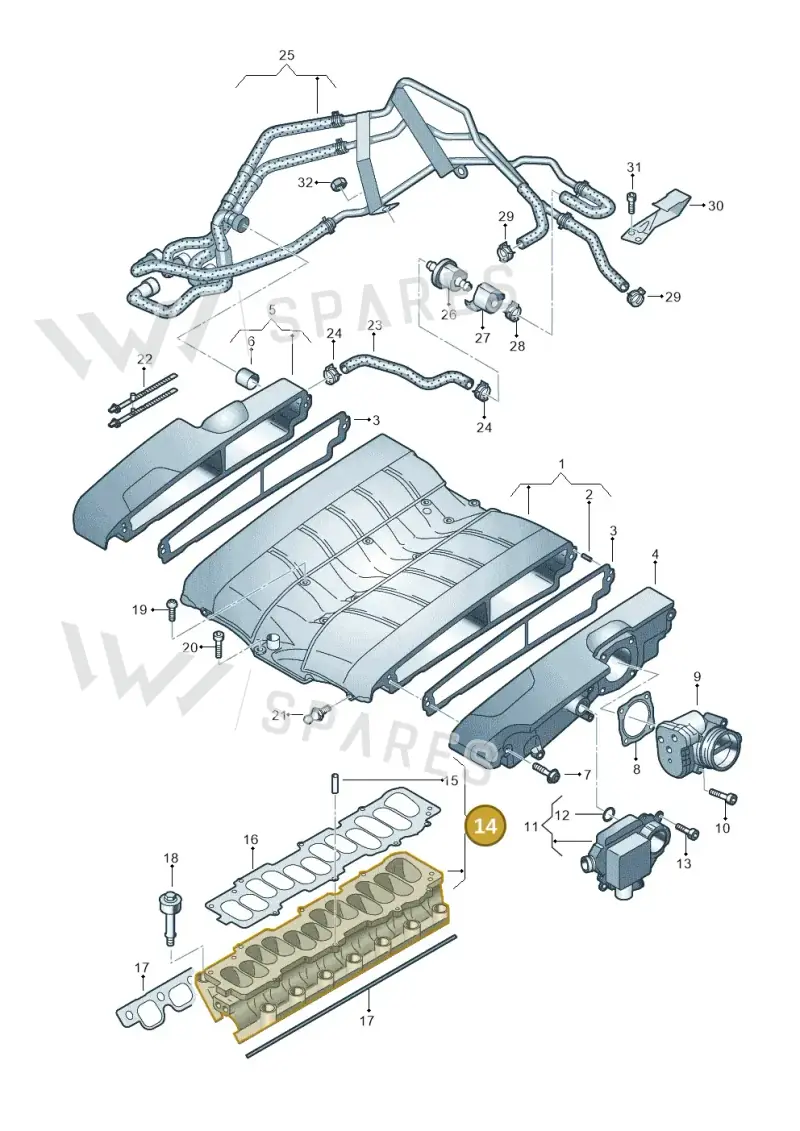 07C133204P — Volkswagen Phaeton 4motion (2010-2016) diagram 258133860, position 14