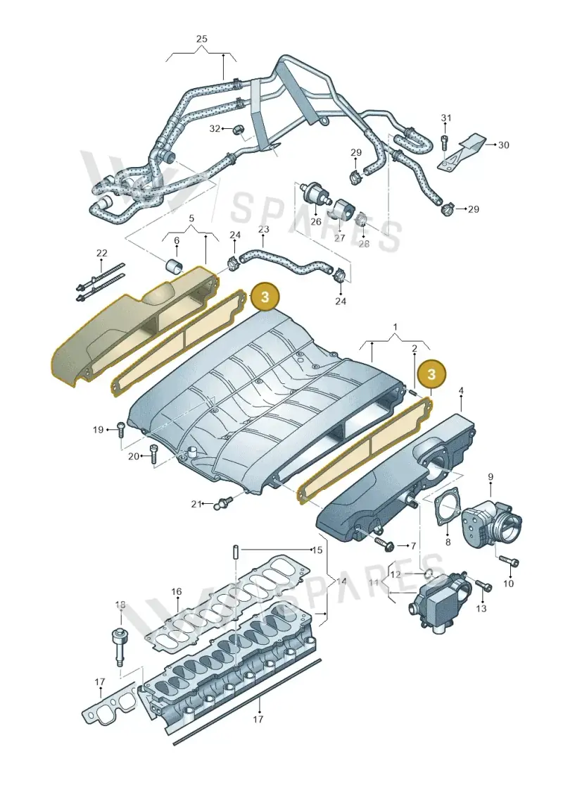 07C133496K — Volkswagen Phaeton 4motion (2010-2016) diagram 258133860, position 3