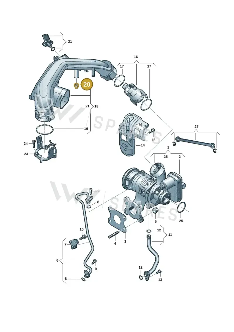 07C133588G — Volkswagen Taigo (2021-2024) diagram 62i145150, position 20