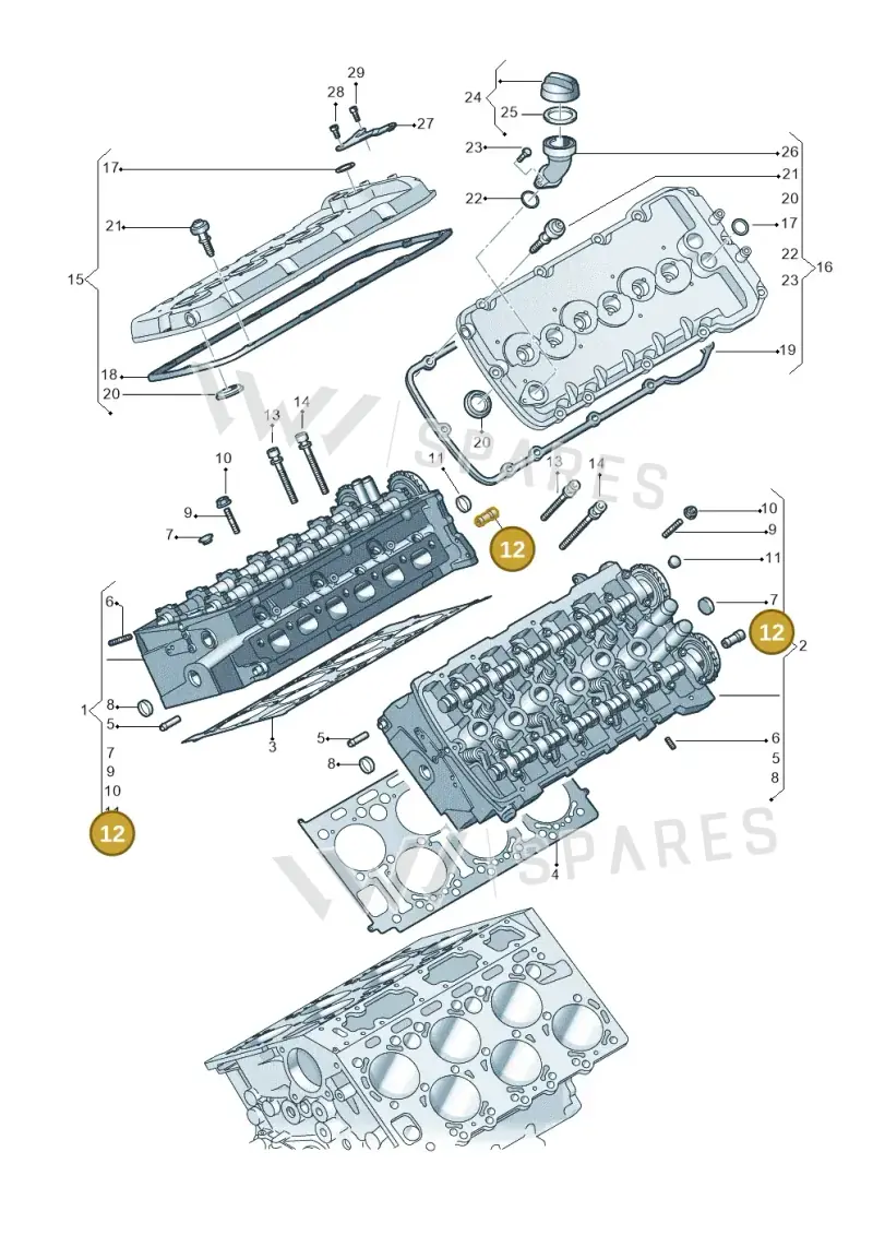 07D103035E — Volkswagen Phaeton 4motion (2010-2016) diagram 258103600, position 12