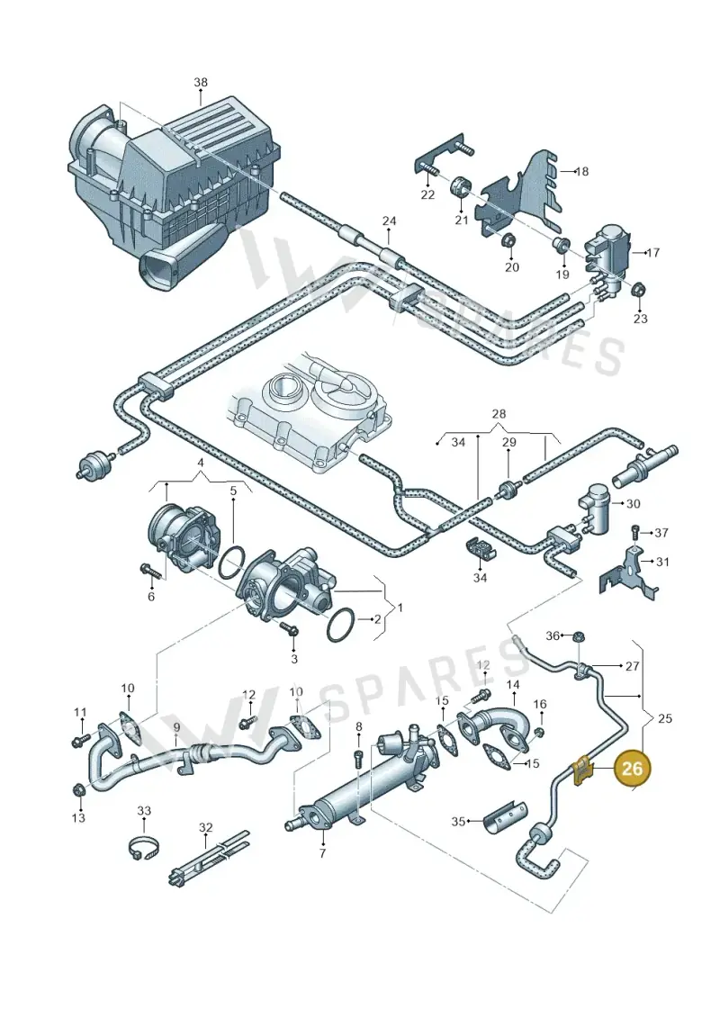 07D971939 — Volkswagen Golf estate (2009-2013) diagram 634131400, position 26