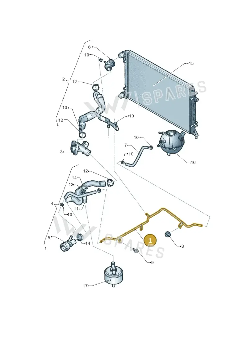 07K121065P — Volkswagen Jetta (2008-2011) diagram 449121350, position 1