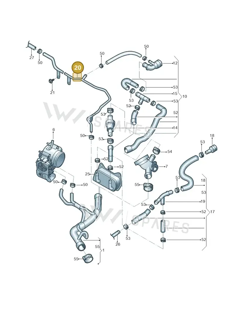 07K121065P — Volkswagen Beetle (2016-2019) diagram 692121360, position 20