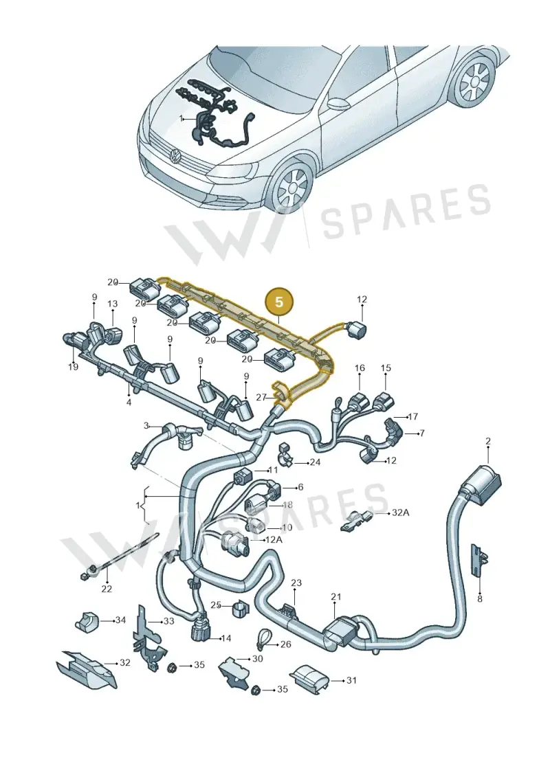 07K971824D — Volkswagen Jetta (2014-2017) diagram 789971005, position 5