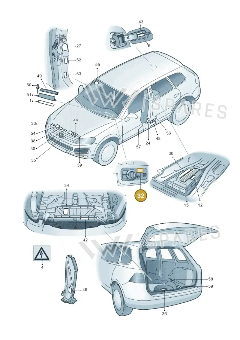 07Z010012A — Volkswagen Touareg (2012-2014) diagram 693010000, position 32