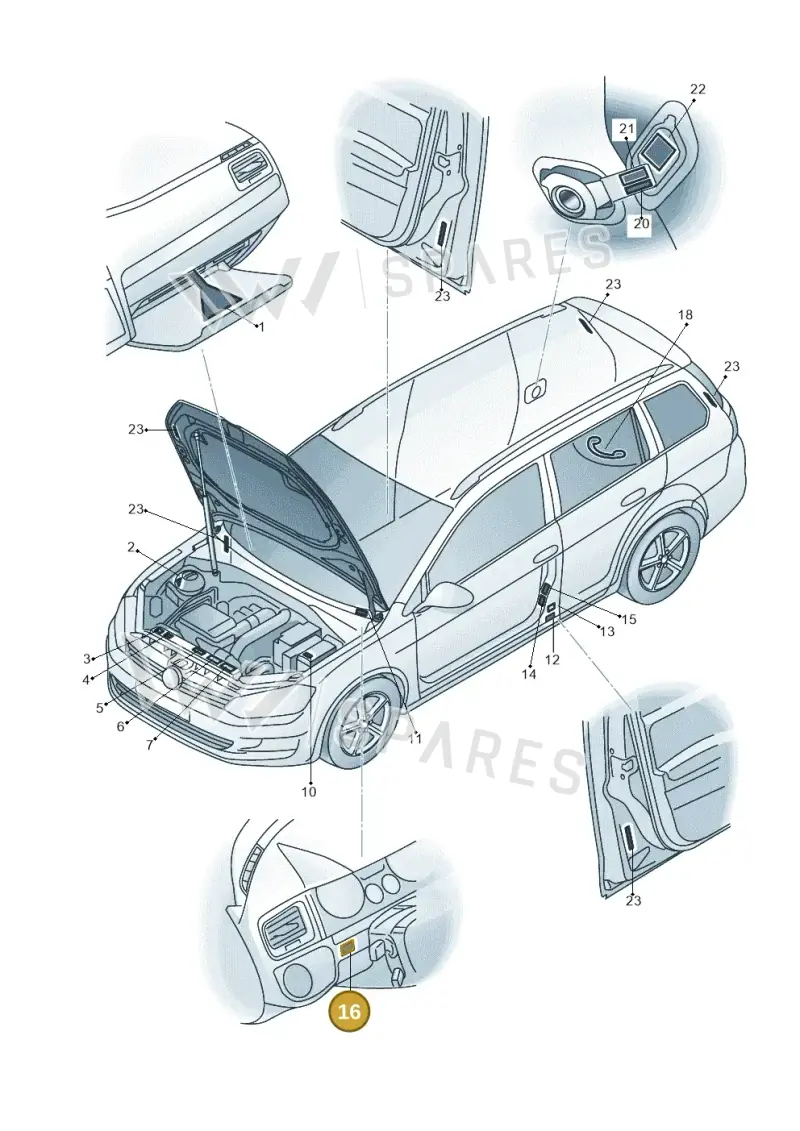 07Z010012A — Volkswagen Golf Estate 1.4 (2014-2017) diagram 763010000, position 16