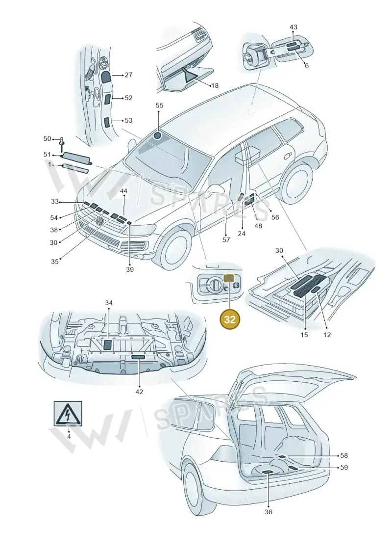 07Z010012A — Volkswagen Touareg BlueMotion (2014-2018) diagram 787010000, position 32