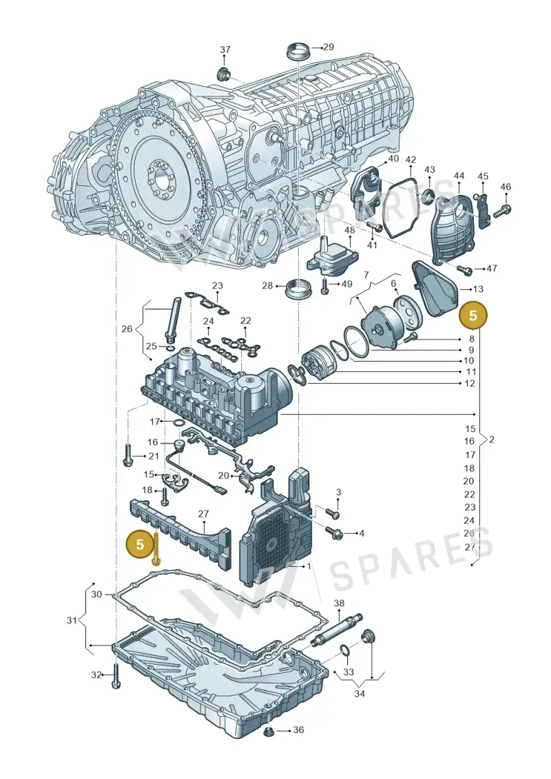 0CK927388 — Volkswagen Phideon (2016-2023) diagram 251325400, position 5