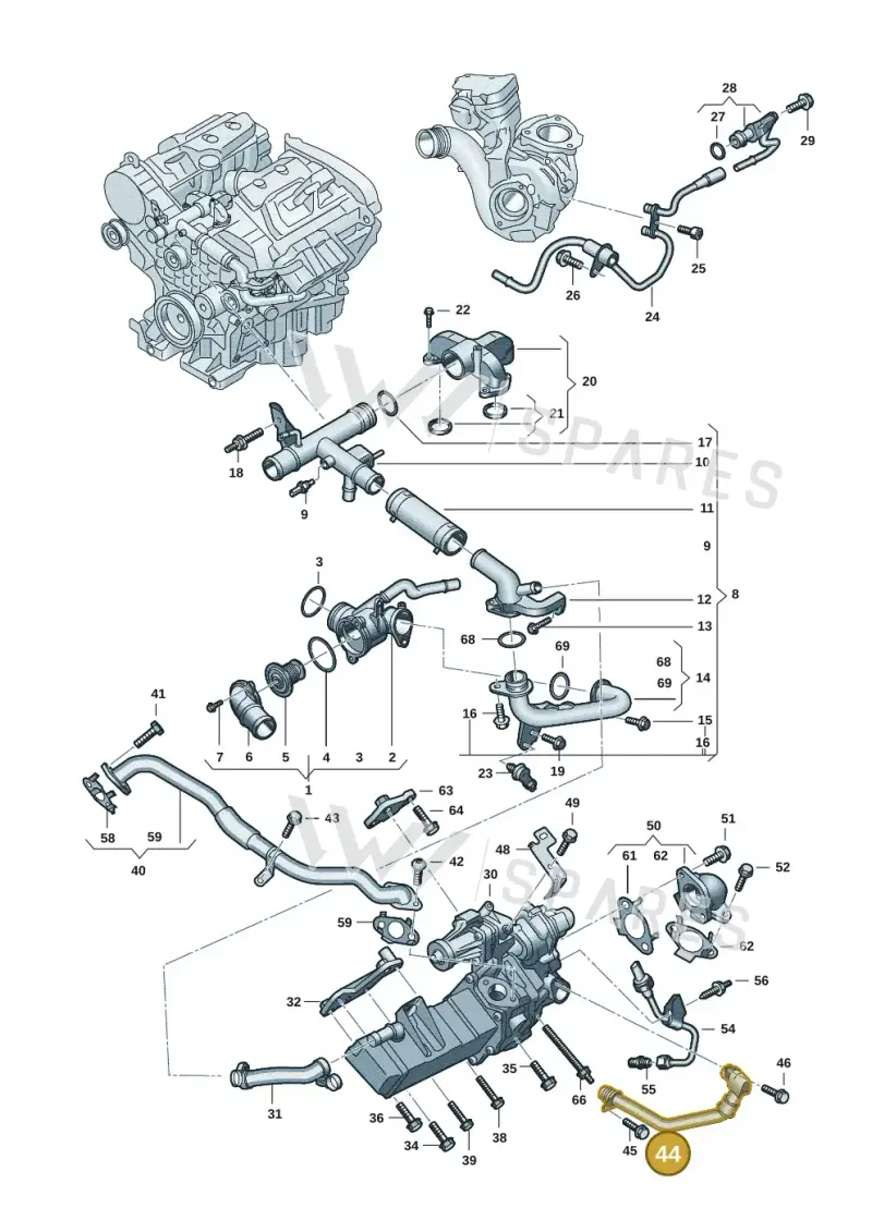 0XW121049 — Volkswagen Amarok twin cab (2022-) diagram 2hb121090, position 44