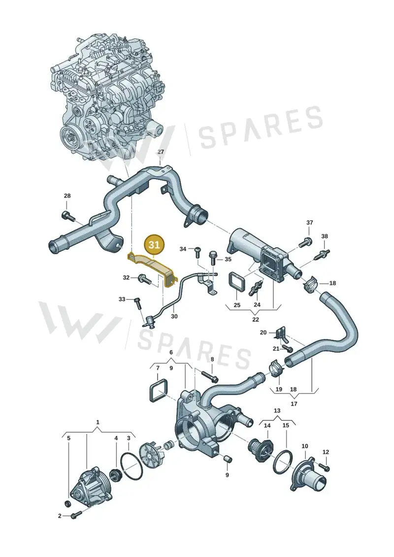 0XW121134 — Volkswagen Amarok twin cab (2022-) diagram 2hb121085, position 31