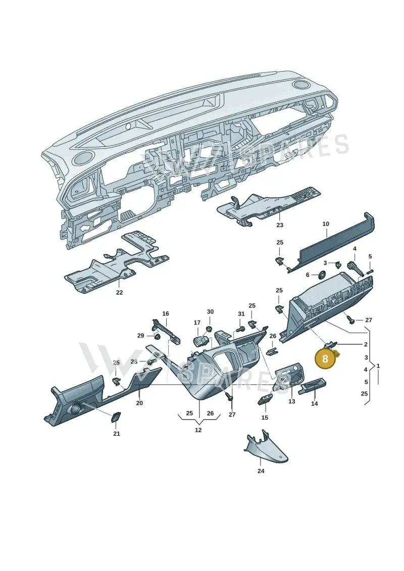 107857113J — Volkswagen Transport. multivan (2019-2024) diagram 7em857020, position 8