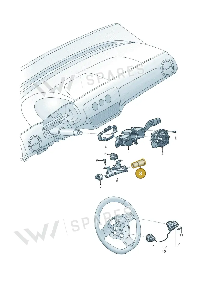 107905855CF — Volkswagen Up! 1.0 BlueMotion (2016-2023) diagram 892953500, position 8