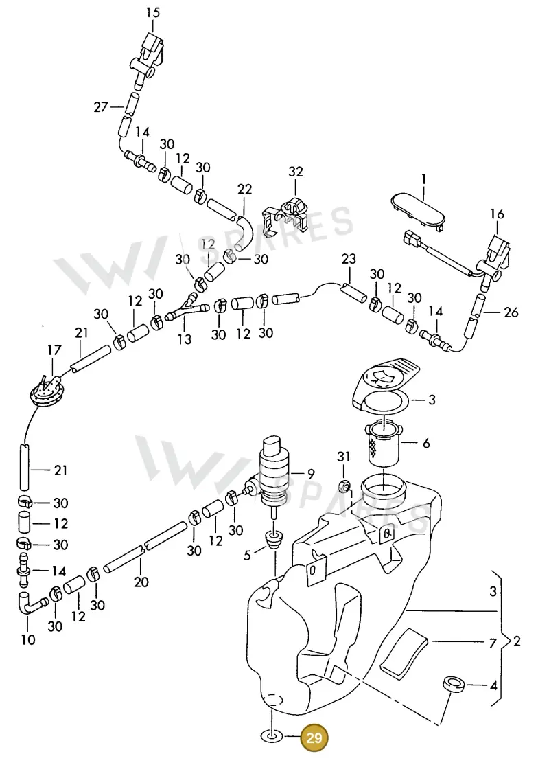 111857779 — Volkswagen GOLF CABRIO (2002-2002) diagram 214955100, position 29