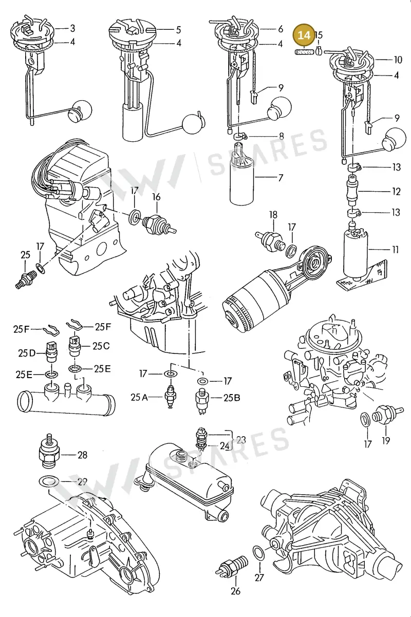 113201539 — Volkswagen LT, LT 4x4 (28-55) (1989-1995) diagram 006112100, position 14