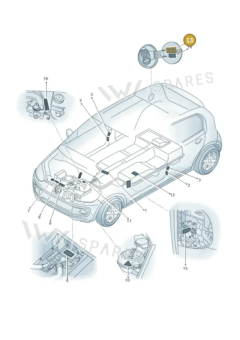 12E010004F — Volkswagen E-up! (2016-2023) diagram 899010000, position 13