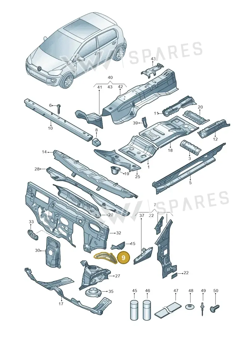 12E802222 — Volkswagen E-up! (2016-2023) diagram 772802000, position 9