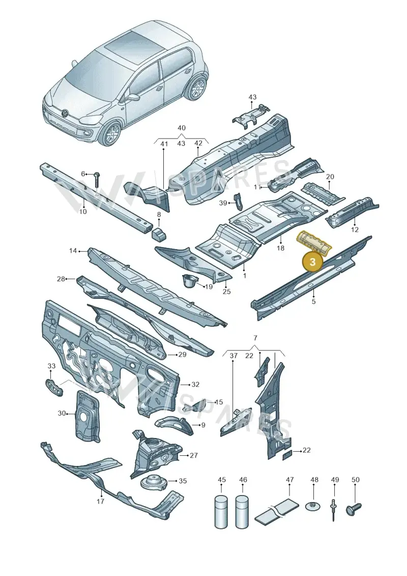 12E803667 — Volkswagen E-up! (2016-2023) diagram 772802000, position 3