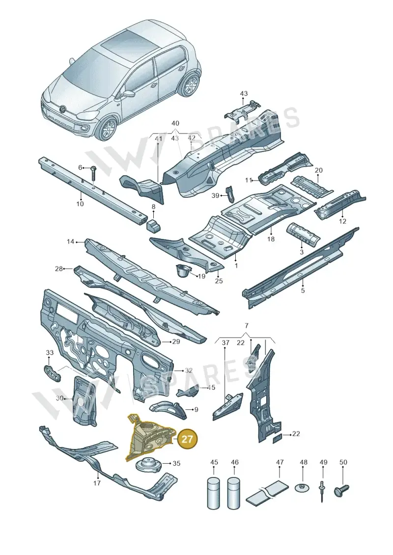 12E805116 — Volkswagen E-up! (2016-2023) diagram 772802000, position 27