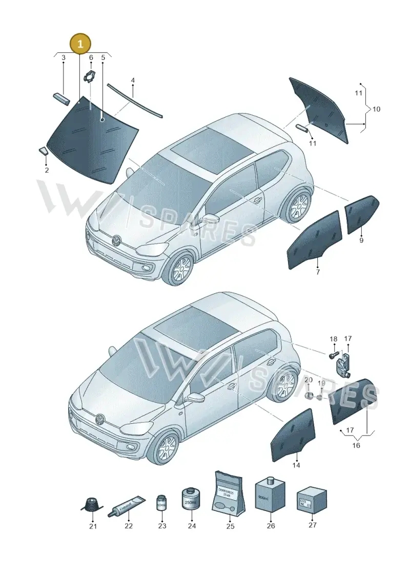 12E845011AMNVB — Volkswagen e-up! (2016-2023) diagram 899845000, position 1