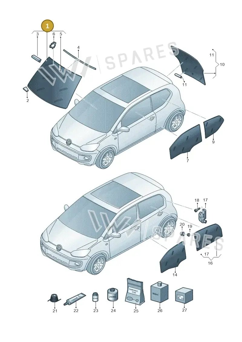 12E845011ASNVB — Volkswagen E-up! (2016-2023) diagram 899845000, position 1