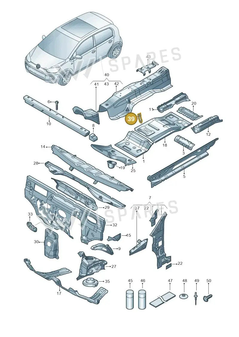 12E863441B — Volkswagen E-up! (2013-2016) diagram 772802000, position 39