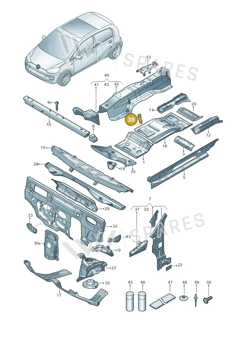 12E863441C — Volkswagen E-up! (2016-2023) diagram 772802000, position 39