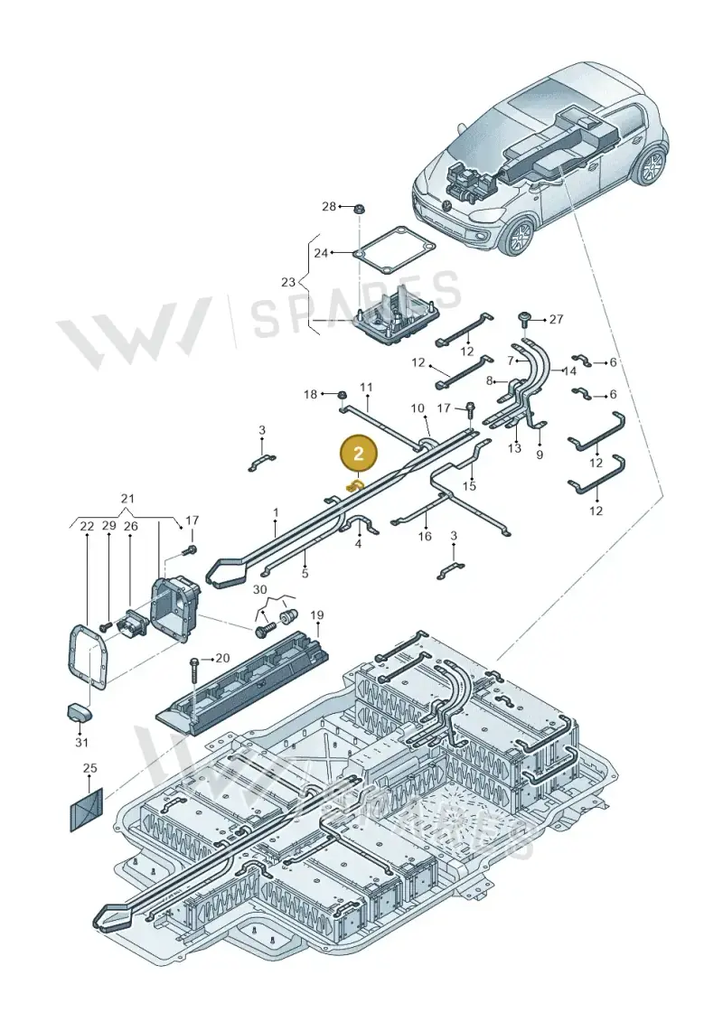 12E915159BC — Volkswagen E-up! (2016-2023) diagram 772915700, position 2