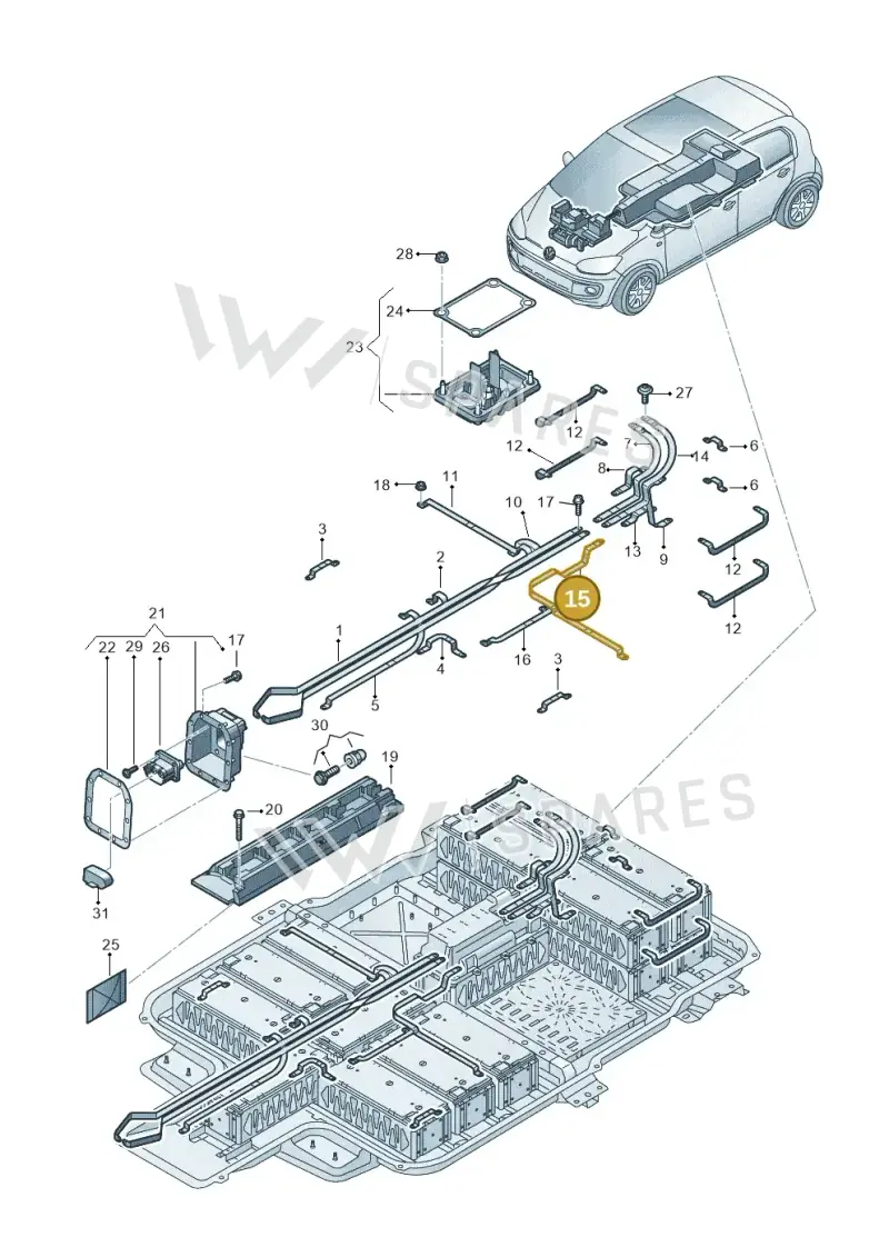 12E915159BE — Volkswagen E-up! (2016-2023) diagram 772915700, position 15